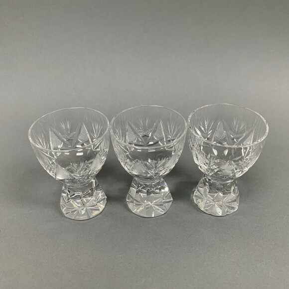 Vintage EAPG Clear Glass Shot Glass Glasses or Egg Holders Cuts 3 1/8" Lot of 3 - Picture 2 of 8